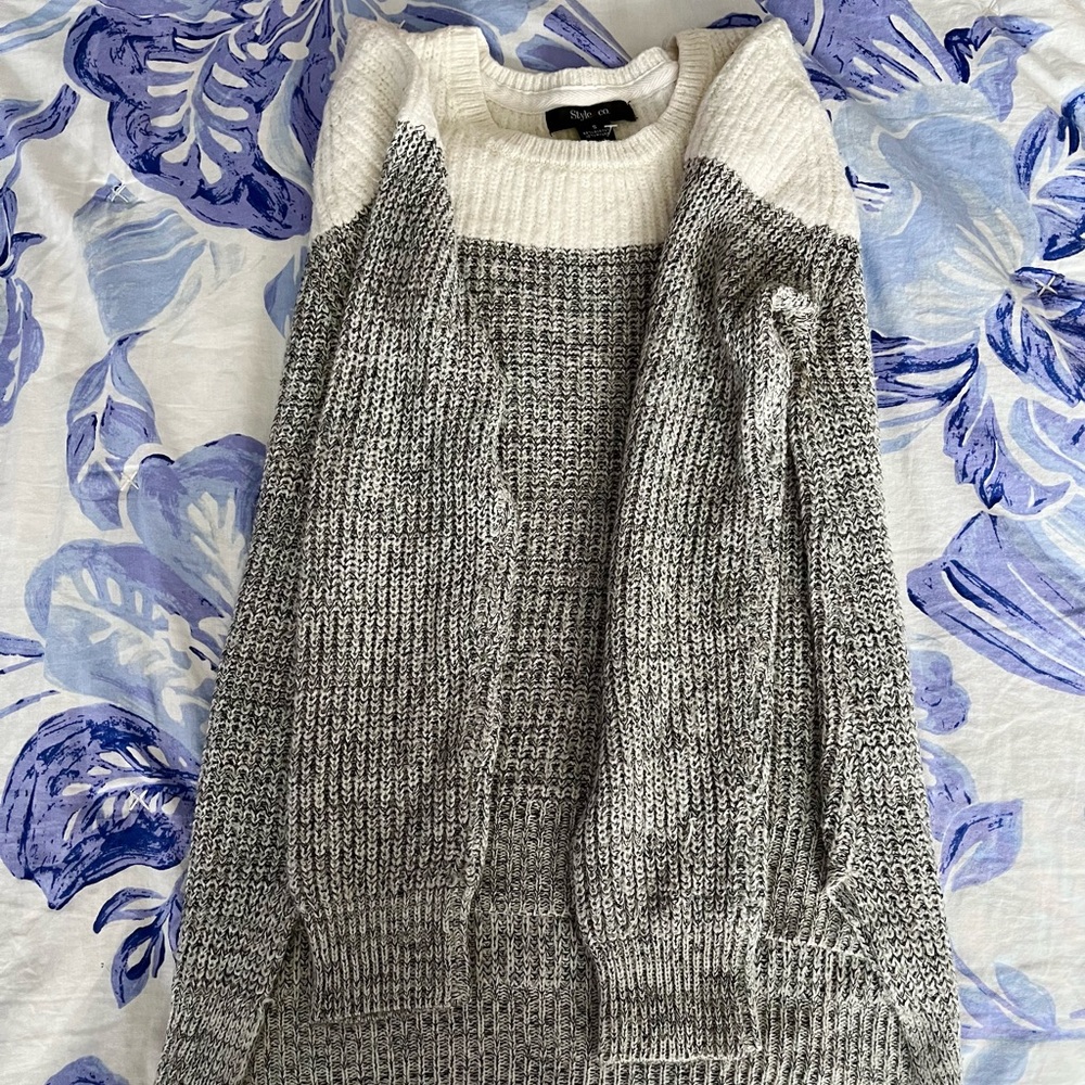 Grey and White Style&Co Sweater Size Small